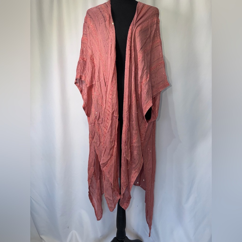 Free people one size Pink sparkle Open Front shawl Kimono